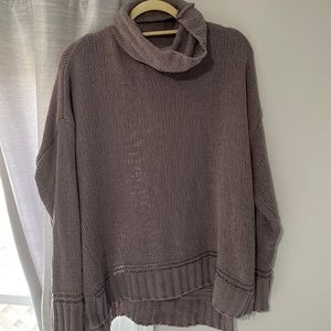 Aerie cowl mock neck oversized gray sweater!